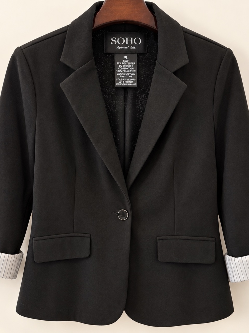 Soho Black Single-Button Women's Blazer
